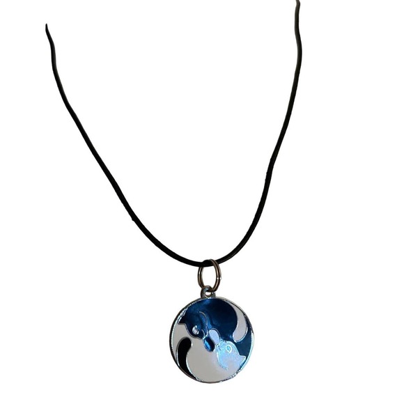 Black & White Cats Pendant 'Ying & Yang' & A Two Row Silver-Tone Necklace - Picture 3 of 11